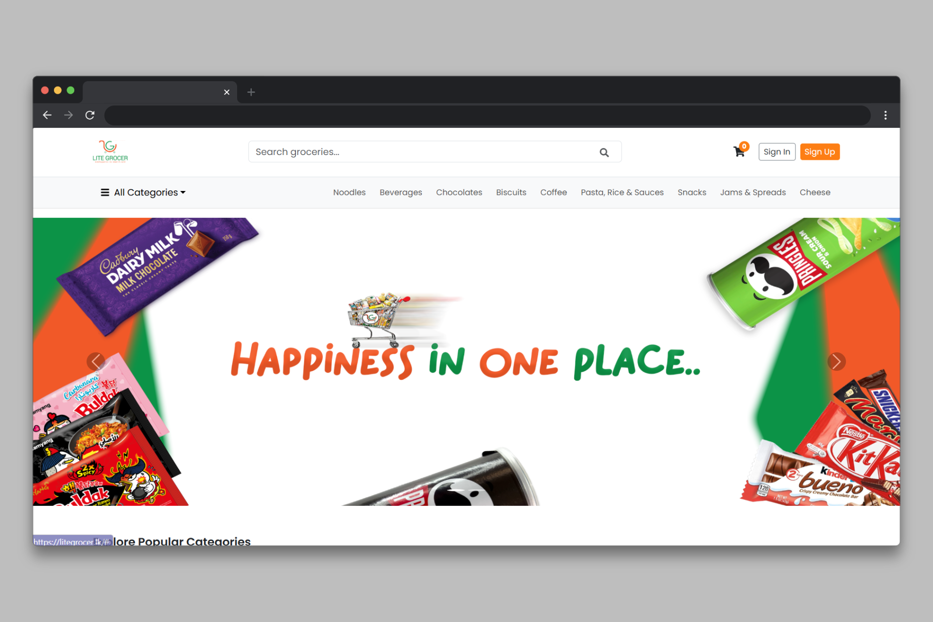 Lite Grocer Website screenshot